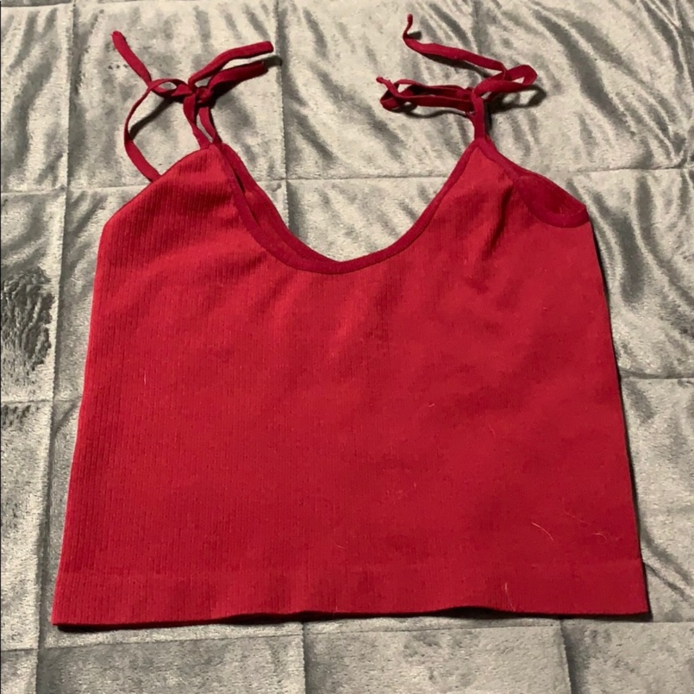 Red Crop Top with Tie Straps